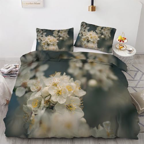 Parure de lit fleur de pêche avec housse de couette 220x240 cm en microfibre douce - 2