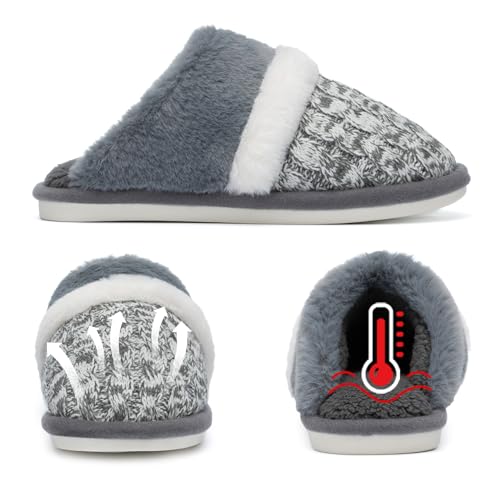 Image of GOEWY Cozy Slippers for Women Indoor and Outdoor Fuzzy House Shoes with Memory Foam Anti-Skid Sole Gifts for Women Mom Ladies
