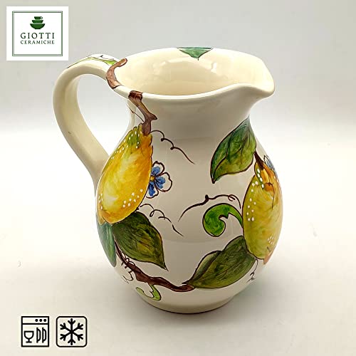 Hand-Painted Italian Ceramic Lemon Pitcher – 16 oz Multi-Use Carafe and Utensil Holder – Authentic Tuscany Pottery for Home and Kitchen Decor - Image 2
