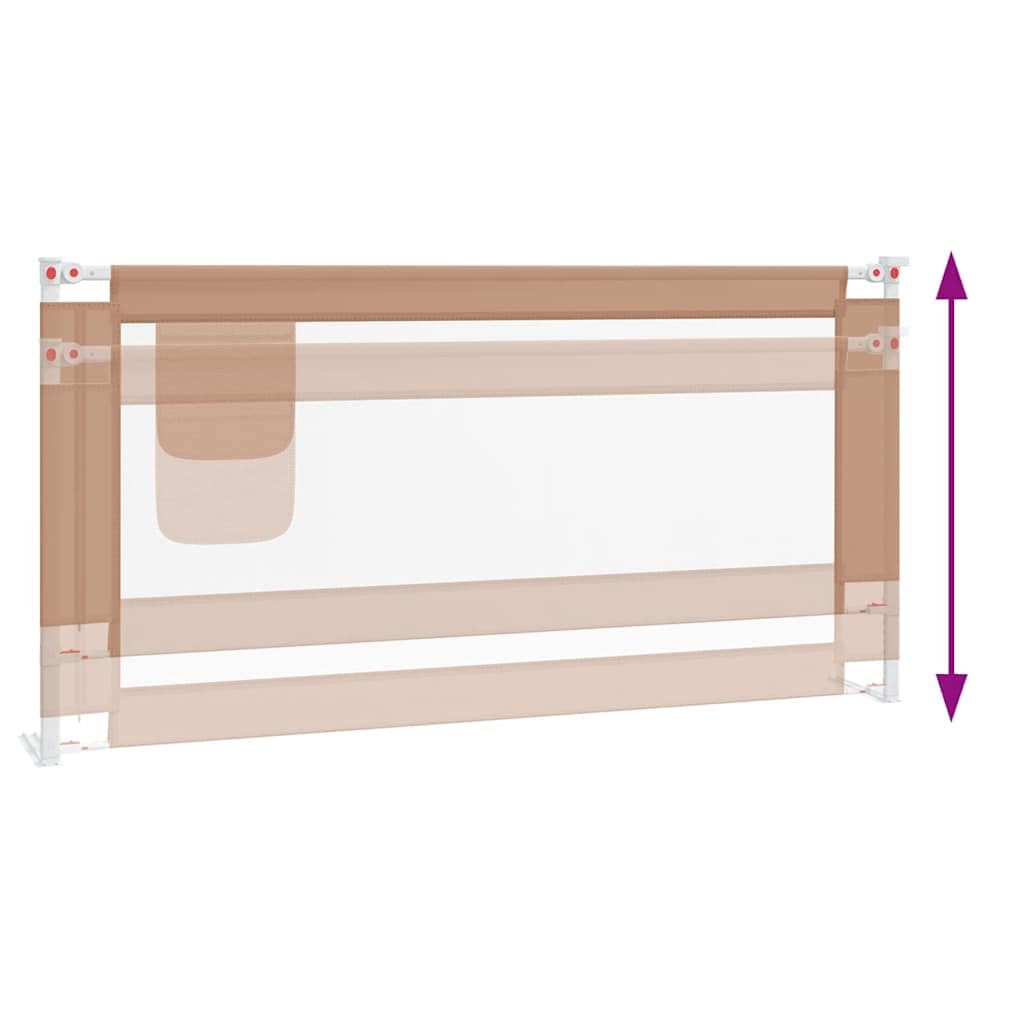 Kleinkind-Bettschutzgitter Taupe 180x25 cm Stoff mit höhenverstellbarer Absturzsicherung, Rausfallschutz für Kinderbett, Bettbarriere für Babysicherheit im Schlafzimmer und Kinderzimmer