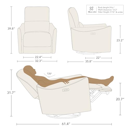 Image of CHITA Power Swivel Glider Recliner Chair, Nursery Glider, Medium, Green