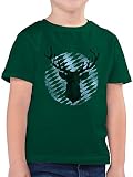 Kompatibel mit Oktoberfest Kinder Trachtenshirt - Hirsch Bayern - 140 (9/11 Jahre) - Tannengrün - Tshirt Jungen 140 - F130K - Kinder Tshirts und T-Shirt für Jungen