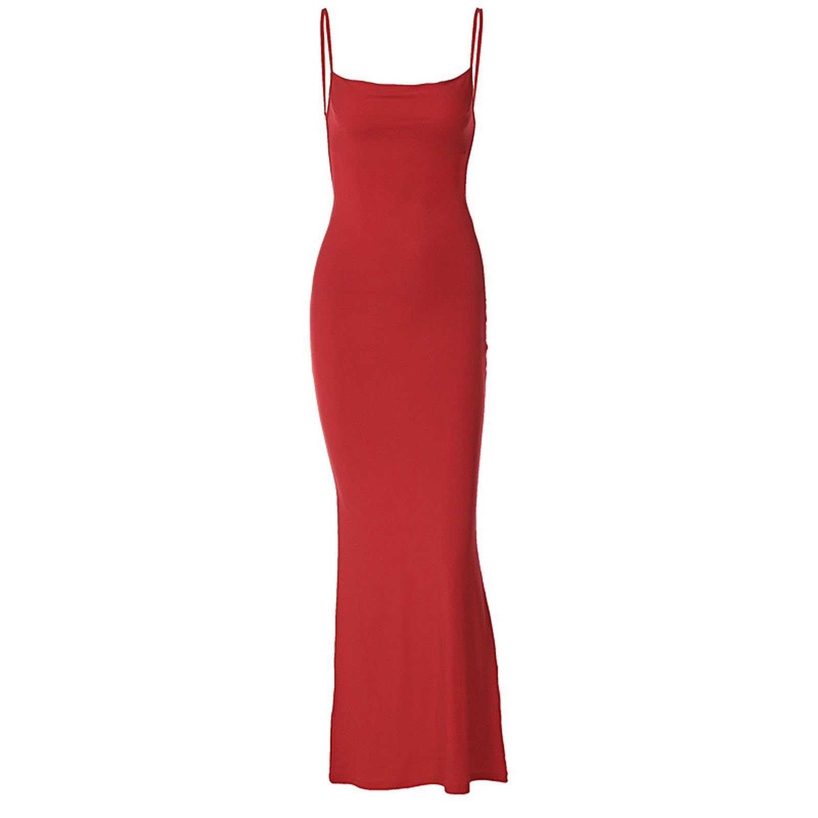 Vestito Donna Abito Estivo da Sexy Senza Maniche, vestibilità Slim, con Spalline sulla Schiena, in Tinta Unita-Marrone-s