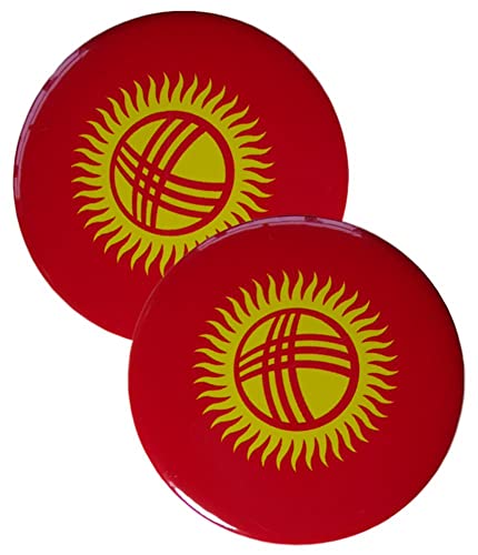 Vmcoatdu Round Kyrgyzstan Kirghizstan Flag International Travel Big Pins Alloy Heat Transfer Printing Made Metal Souvenir For Hat Clothes Backpack #TOP1