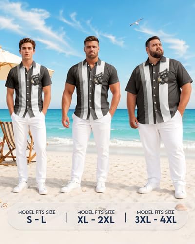Image of 99TIMORO Fathers Film Button Down Shirt for Men, Funny Hawaiian Short Sleeve Top, Summer Beach Gifts