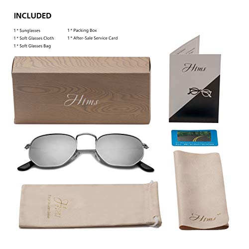 Image of Hipster Hexagonal Polarized Sunglasses Men Women Geometric Square Small Vintage Metal Frame Retro Shade Glasses