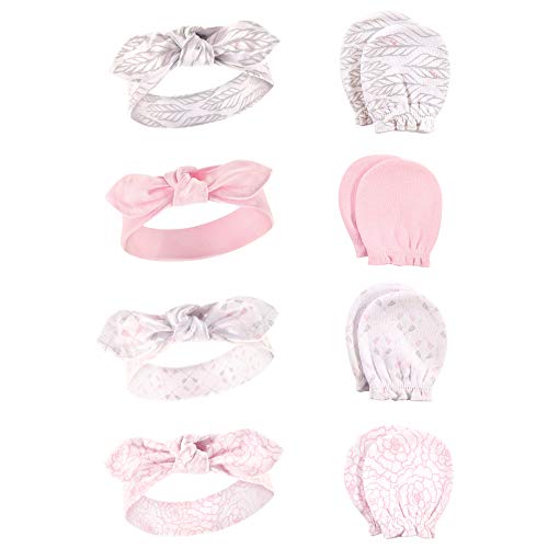 Image of Hudson Baby Baby Girls' Cotton Headband and Scratch Mitten Set