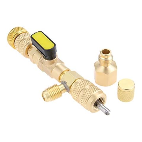 R410A R22 Valve Core Remover & Installer with Dual Size SAE 1/4 & 5/16 Port Air Conditioning Line Repair Tools for R404A R407C R134A R32 HVAC System Cover