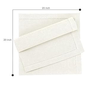 Ruvanti Premium Linen Napkins Set of 4-20x20 Inch, Classic Hemstitch, Mitered Corner Cloth Napkins - Soft, Elegant Dinner Napkins Cloth Washable for Weddings, Parties, Everyday Use - Ivory Ruvanti Premium Linen Napkins Set of 4 20×20 Inch Classic Hemstitch Mitered Corner Cloth Napkins–Soft Elegant Dinner Napkins Cloth Washable for Weddings Parties Everyday Use Ivory