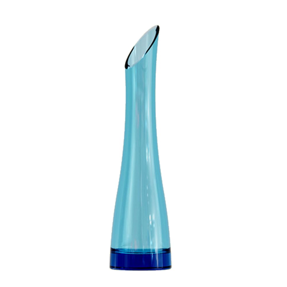Jarrones de cristal con boca oblicua y tallo único, base pesada, decoración del hogar, oficina, boda, centro de mesa (azul, 23 cm de altura)