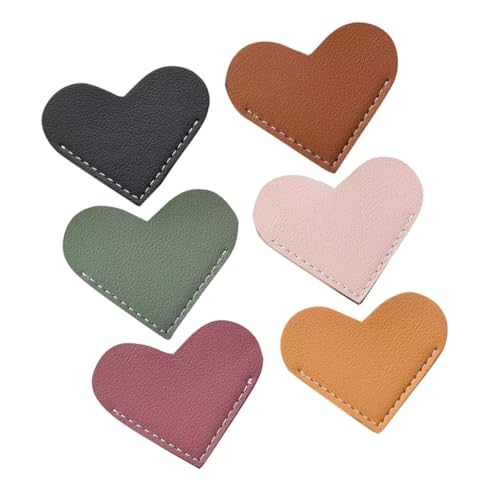 TEHAUX 6個 心形レザーしおり コーナーページマーカー 軽量で携帯便利 読書しやすいキッズブックマーク 学生用ハート型ページマーク