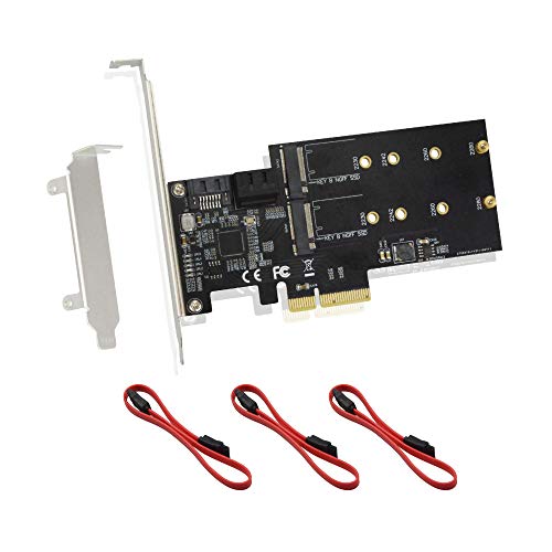 ADWITS PCIe 3.0 4x a 3 porte SATA III 6Gpbs e 2 porte M.2 B-KEY NGFF Scheda di espansione di archiviazione PCI Express PCI con controller Jmicro JMB585, software di supporto RAID AHCI -Nero