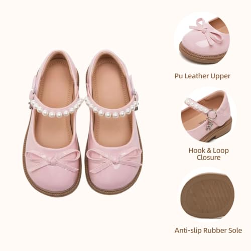 Toddler Girls Front Bow Mary Jane Flats Flower Girl Wedding Party School Dress Shoes for Little Kids3