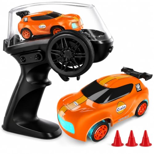 Image of MiniExplorer Punto Mini RC Car 1:64 Scale, 2.4GHz Remote Control Car with Drift & Grip Modes, Dual Speed, LED Lights, 100m Range, Rechargeable RC Drift Car for Kids Boys Girls & Adults
