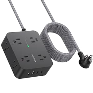 Extension Cord 6 Ft, HANYCONY Surge Protector Power Strip Long Cord 8 Outlets 4 USB Ports(2 USB C), Wall Mount, 1080J Surge Protection, Desk Charging Station for for Home Office Dorm Room Essentials