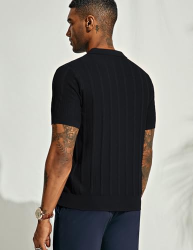 PJ PAUL JONES Mens Polo Shirts Regular Fit Textured V-Neck Knit Golf Polos4