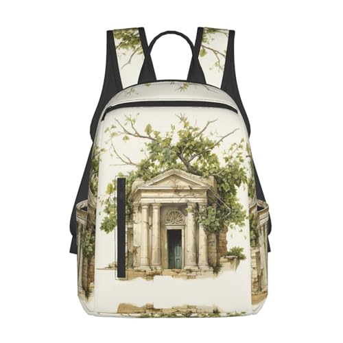 DRTGEDS Mochilas de nieve para árbol de Navidad, ligeras, con 1 compartimento principal, mochila de hombro, Edificio antiguo con rama de olivo romana y griego, talla única