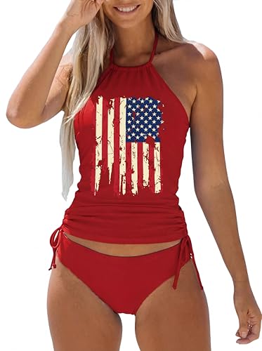 Image of Womens Two-Piece Tankini Set Cow Skull with Leopard Print Sets Swimwear Tankini Top Sets Swimwear