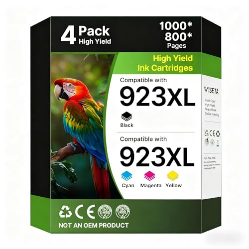Image of 923XL 923 Ink Cartridges Combo Pack: Replacement for HP 923 Ink Cartridges | Black Cyan Magenta Yellow Ink Cartridges (4-Pack) Works with HP OfficeJet Pro 8130e 8135e 8138e 8139e 8125e 8122e 8120 8124e