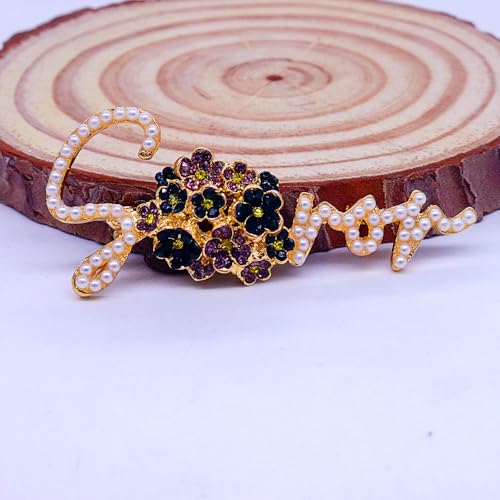 Image of Pearl Violet Flower DST Soror Pin Golden Greek Letters Sorority Lady Brooch Jewelry For Gifts