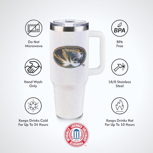 Image of The Memory Company Officially Licensed 40oz White Bling Game Day Tumbler, University of Missouri