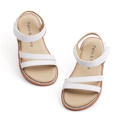 Image of Felix & Flora Toddler Girl Sandals - Little Girl Easter Dress Shoes Lightweight Open Toe Beach Holiday Flats
