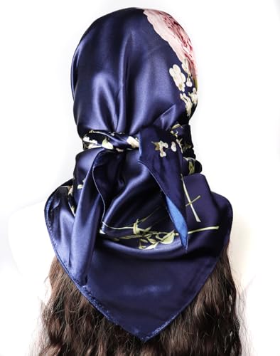 vabovin 35'' Silk Like Scarf - 4 PCS Satin Square Head Scarves for Women Large Bandanas Headscarf Hair Wrap for Sleeping2