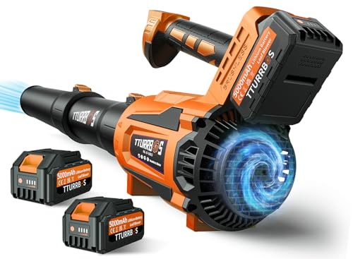 Leaf Blower Cordless - 650CFM Brushless Motor Leaf Blower with 6-Speed Control & Ergonomic Handle - Includes 2 x 5.0Ah Batteries & Fast Charger - Blowers for Lawn Care