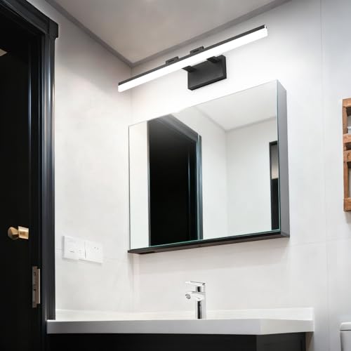 Image of SOLFART 31.5 Inch 5 Color Adjustable Vanity Lights Over Mirror Vanity Lighting Fixtures for Bath Matt Black Bathroom Light Fixtures Over Mirror Black Led Modern Light Bar 5CCT