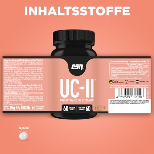 Kollagen-Kapseln ESN UC-II Collagen Typ 2 mit Vitamin C, 60 Tabletten