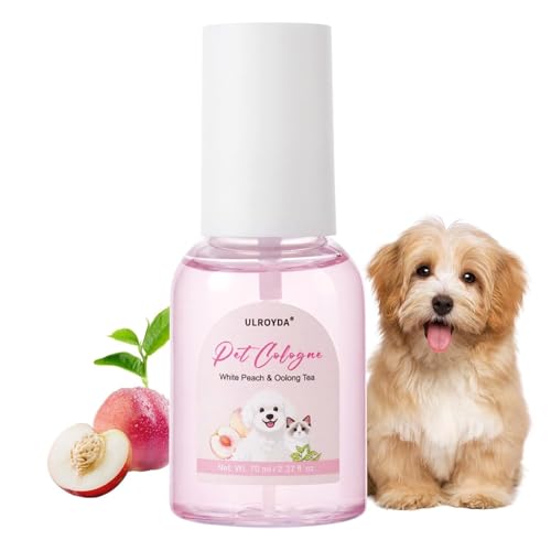 ulroyda Colonia para perros con aroma a melocotón blanco y té oolong, perfume para perros y gatos, ayuda contra los malos olores, ligero y no pegajoso, cuidado del pelaje, 70 ml