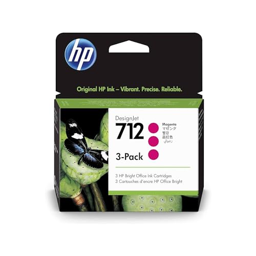 HP 712 Magenta, Confezione da 3 Cartucce Inchiostro Originali