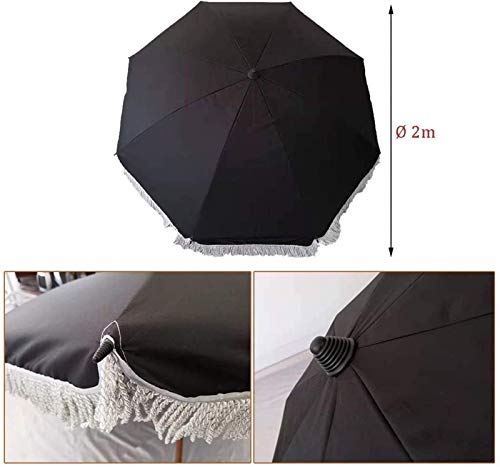 Parasol de terraza CLSDRZC resistente al viento con flecos negros 5