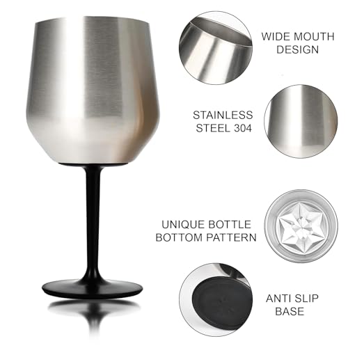 Vaso de vino de acero inoxidable de 420 ml, copa portátil desmontable para exteriores 4