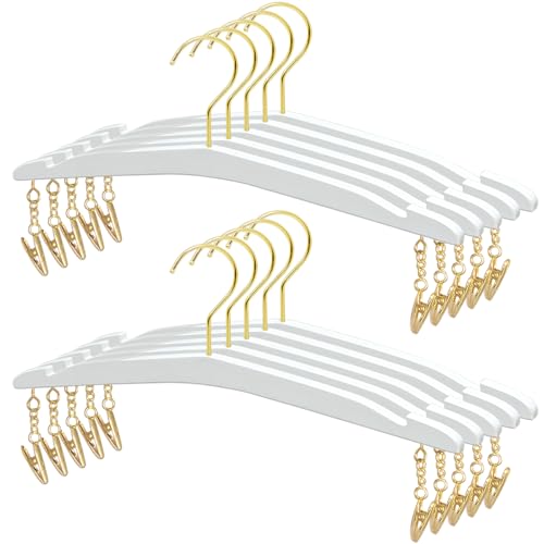 Besser Lot de 10 cintres pour lingerie avec clips en métal doré, cintres imitation grain de bois,...