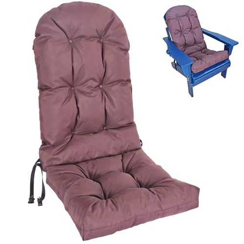 zen shi fu Outdoor Adirondack Chair Cushion, Waterproof Patio Rocking Chair Cushions High Back, Thickened Patio Chair pad for Indoor with Adjustable Straps,48x19x4 inches (1, Chestnut)