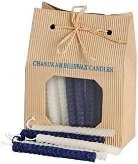 Beewax Hanukkah Candles in Blue and White Colors / 45 Pack