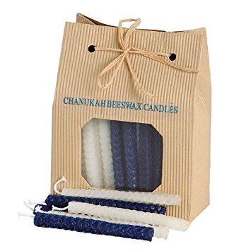 Beewax Hanukkah Candles in Blue and White Colors / 45 Pack