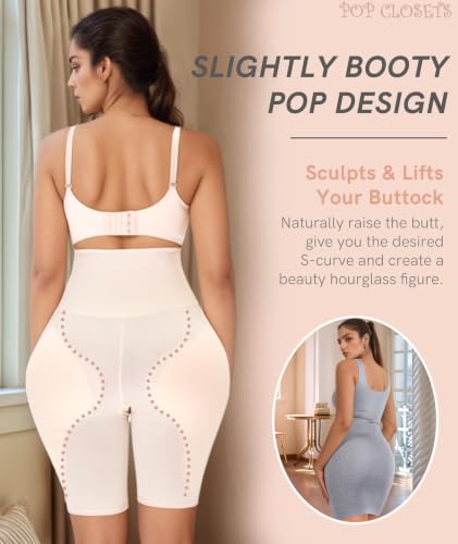 Image of POP CLOSETS Womens Hip Pads Shapewear Butt and Hip Enhancer Shapewear | High Waisted Shapewear Tummy Control, Shapewear Shorts with Hip Pads for Hip Enhancement, Butt Lifting, Seamless Under Dress