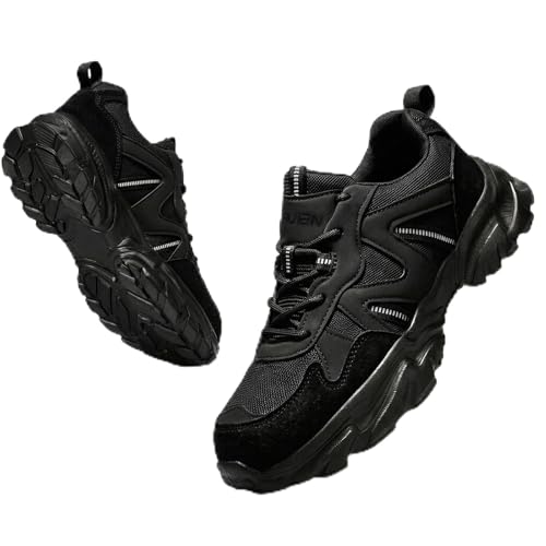 Furuian Steel Toe Shoes for Men Women Puncture-Resistant Safety Work Shoes for Men Women Comfortable Safety Steel Toes Sneakers Unisex Black