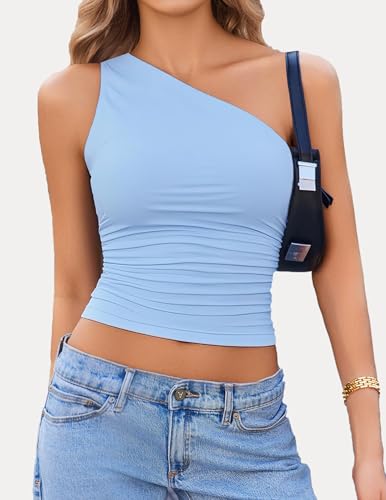 Avidlove Womens One Shoulder Top Summer Going Out Crop Tank Tops Y2K Tops Fashion Cami Outfit Cute Tops3