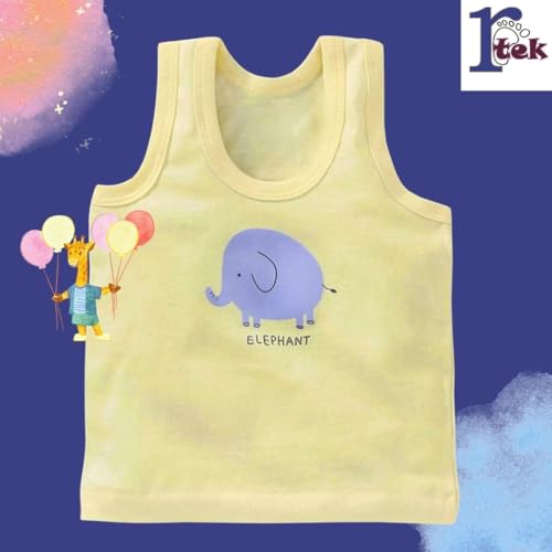 Image of REVOLTEK Printed Vest baniyan Cotton Inner wear for Baby wear Sleeveless Undershirts for Kids Sando ganji Tank-Tops Toddler Girls /Boys Colors Pack of 6