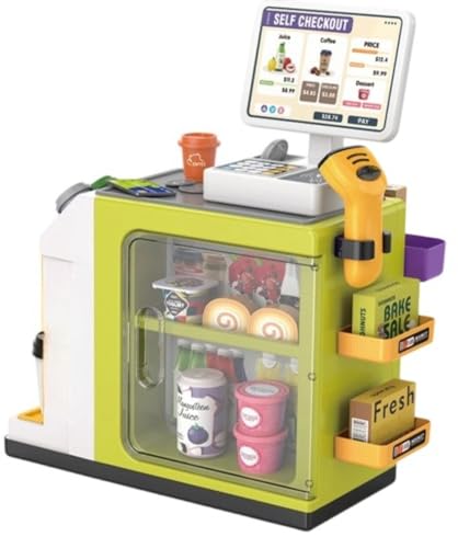 BRZU レジ、おもちゃ屋、ごっこ遊び、買い物ゲーム、子供用レジ、計算学習、教育開発、買い物おもちゃセット、クリスマス、誕生日、幼稚園のお祝いギフト (緑(排水))
