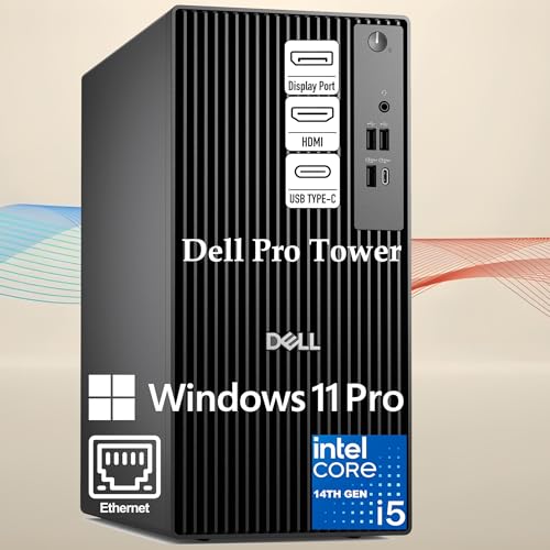 Dell Desktop Computers, Pro Tower PC for Home Business Student, 14th Gen Intel 14-Core i5-14500 vPro, 32GB DDR5 RAM, 1TB PCIe SSD, RJ-45, HDMI, DisplayPort, Type-C, Windows 11 Pro