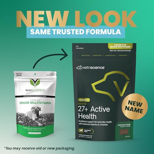 VetriScience Senior 27+ Active Health Chews, Canine Plus Daily Multivitamin for Senior Dogs, Balanced Vitamins, Minerals and Antioxidants, Healthy Aging and Wellness Support, Veggie, 60 Servings - Image 2