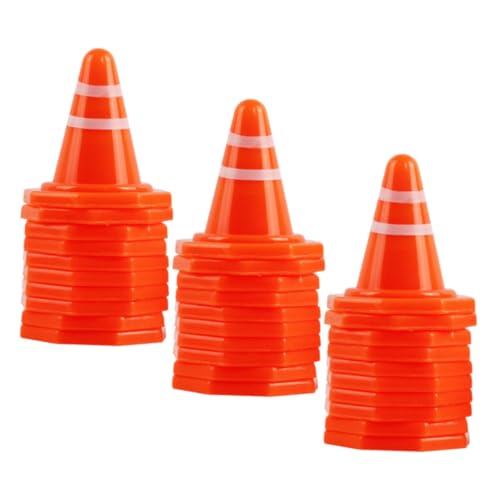 KOMBIUDA 50pcs Miniature Roadblock Signs Set PP Traffic Cones & Barricades for ' Car Models Parking Scenes and Educational Play
