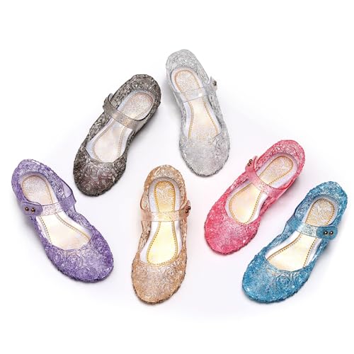 Flat Mary Jane Ball Role Play Shoes,Snow Queen Princess Birthday Sandals,Glitter Sandals for Toddlers,Little Kids4
