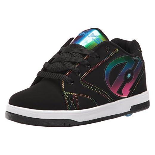 Heelys boys Propel 2.0 Sneaker, Black Black Red, Black (Black / Rainbow Foil), 4 M US