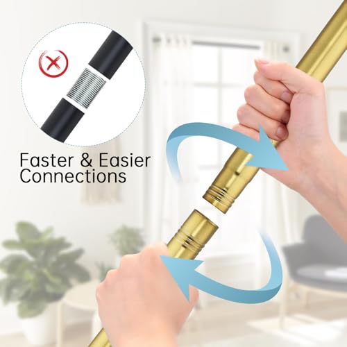 Image of BRIOFOX Shower Curtain Rod Adjustable 18-50 Inch, Spring Tension Shower Rod No Drilling Non Slip, Brushed Gold