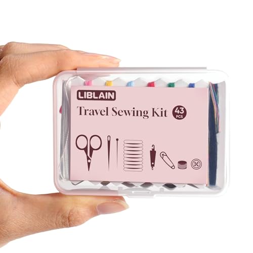 LIBLAIN Mini Sewing Kit Small Travel Sewing Kit with Big Eye Steel Needles for Adults and Beginners Needle and Thread Kit for Hand Sewing (43Pcs)